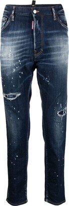 Paint-Splatter Ripped Skinny Jeans