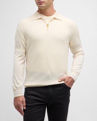 Men's Cashmere-Silk Quarter-Zip Polo Sweater