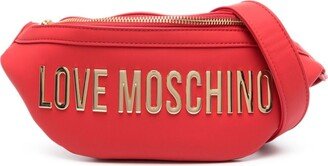 Logo-Lettering Faux-Leather Belt Bag