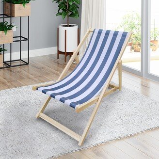 Nestfair Populus Wood Sling Chair with Broad Blue Stripe