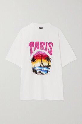 Printed Stretch-cotton Jersey T-shirt - White