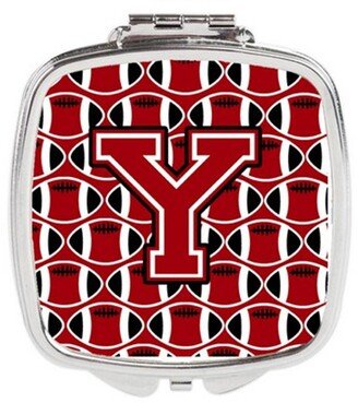 CJ1073-YSCM Letter Y Football Red, Black & White Compact Mirror