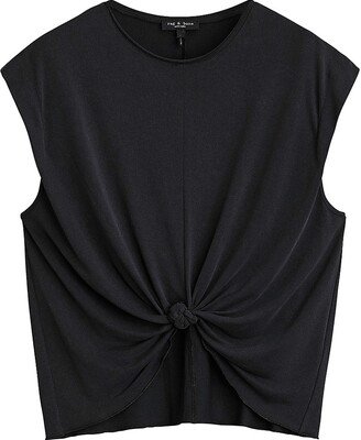 Jenna Cap-Sleeve Knotted T-Shirt