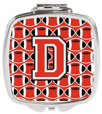 CJ1067-DSCM Letter D Football Scarlet & Grey Compact Mirror