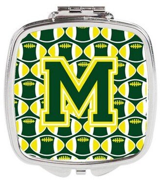 CJ1075-MSCM Letter M Football Green & Yellow Compact Mirror