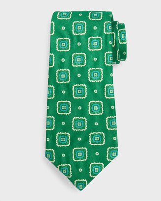 Men's Silk Medallion-Print Tie