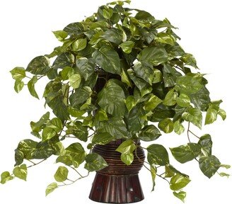 Pothos w/ Bamboo Vase Silk Plant