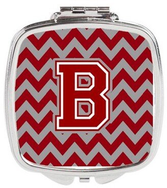 CJ1049-BSCM Letter B Chevron Maroon & White Compact Mirror, 3 x 0.3 x 2.75 in.