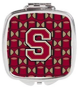 CJ1078-SSCM Letter S Football Garnet & Gold Compact Mirror