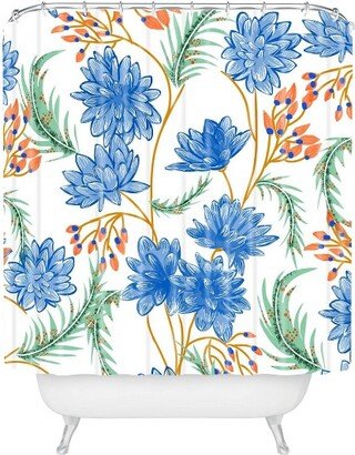 83 Oranges Good Will Shower Curtain Blue