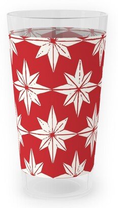 Outdoor Pint Glasses: Christmas Star Tiles Outdoor Pint Glass, Red