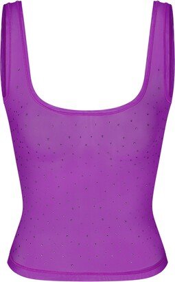 MESH RHINESTONE COVER UPS Mesh Rhinestone Cover Up Tank | Violet