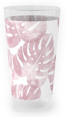 Outdoor Pint Glasses: Monstera Leaves - Mauve Outdoor Pint Glass, Pink