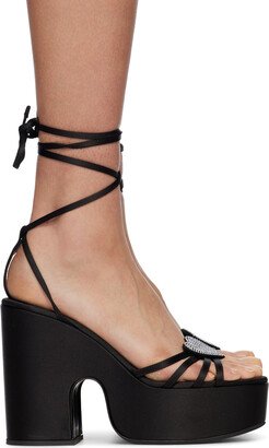 Black Bianca Heart Platform Sandals