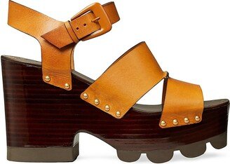 Stud Leather Clog Sandals