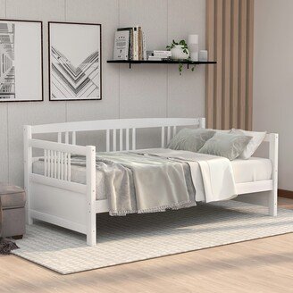 EDWINRAY Solid Wood Twin Size Daybed with Wood Slat Support, White
