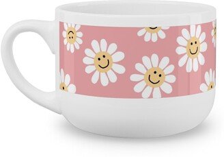 Mugs: Smiley Daisy Flowers - Pink Latte Mug, White, 25Oz, Pink