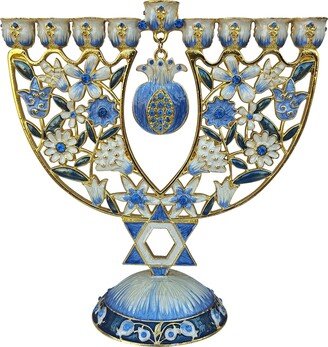 Hanukkah Menorah - Jewish Chanukkiha 6.3 Inch Height Decorated With Enamel