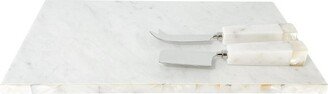 Mother of Pearl White Marble Cheese Board & Knive Set