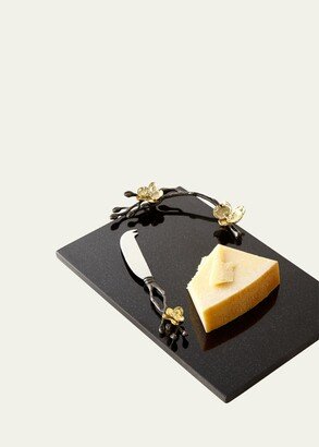 Gold Orchid Small Cheese Board & Knife-AA