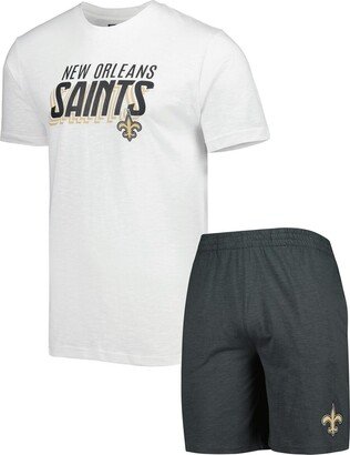 Men's Concepts Sport Charcoal, White New Orleans Saints Downfield T-shirt and Shorts Sleep Set - Charcoal, White