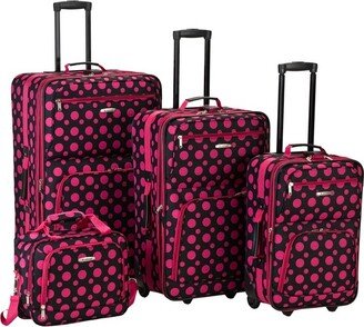 4pc Expandable Softside Checked Luggage Set - Black Dot