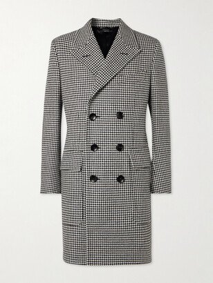 Slim-Fit Double-Breasted Houndstooth Wool Coat