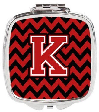 CJ1047-KSCM Letter K Chevron Black & Red Compact Mirror