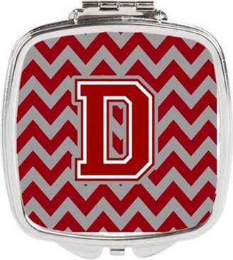 CJ1049-DSCM Letter D Chevron Maroon & White Compact Mirror, 3 x 0.3 x 2.75 in.