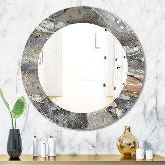 Designart 'Fire and Ice Minerals VI' Printed Modern WallMirror - Frameless Oval or Round Wall Mirror - Multi