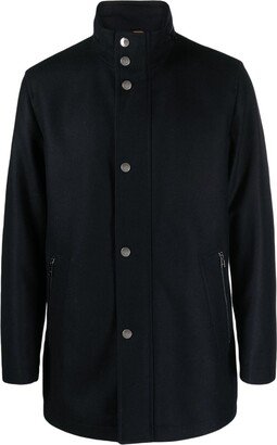 High-Neck Wool-Blend Coat