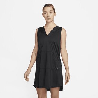 Women's Solid Cover-Up Hooded Dress in Black