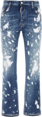 Mid-Rise Painted Straight Leg Jeans