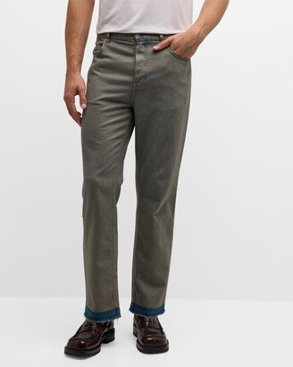 Men's Cropped Contrast-Cuff Jeans