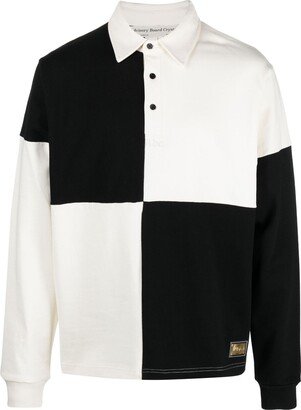 Advisory Board Crystals Checkerboard-Print Long-Sleeve Polo Shirt