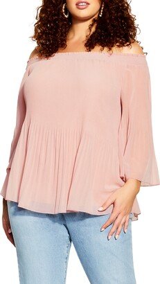 Pleated Off the Shoulder Blouse