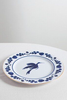 31cm Gold-plated Painted Porcelain Charger Plate - Blue