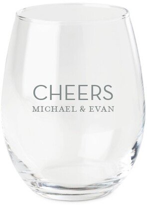 Stemless Wine Glasses: Modern Cheers Wine Glass, Etched Wine, White