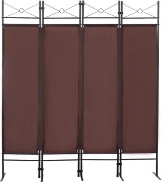 5.94Ft 4-Panel Metal Folding Room Screen,Iron Tube and Oxford Cloth