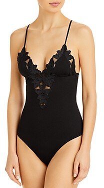 Lily Embroidery V-Neck Plunge Bodysuit