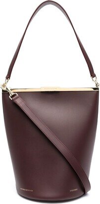 Logo-Print Leather Bucket Bag-AA