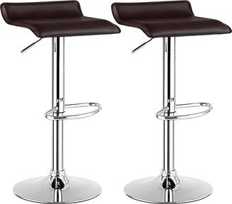 Set of 2 Swivel Bar Stool PU Leather Adjustable Kitchen Counter Bar Chair Coffee