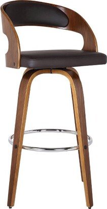 30 Shelly Faux Leather Wood Swivel Barstool Brown