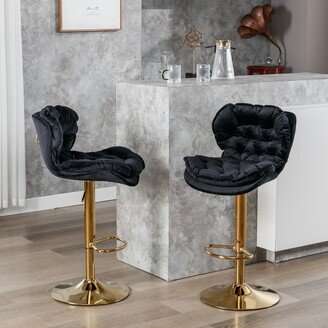 Swivel Bar Stools Set of 2, Velvet Counter Height Adjustable Barstools, Dining Bar Chairs Upholstered Modern Bar Stool