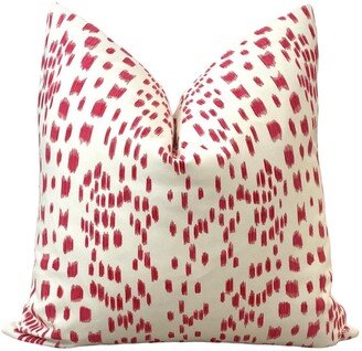 Pink Abstract Animal Print Pillow Cover, Two Sided Strawberry Red White Les Touches