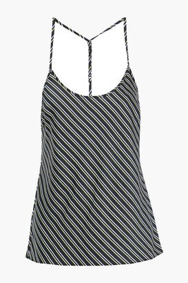 Striped crinkled-satin camisole