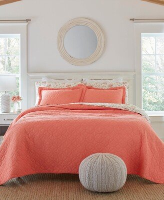 Solid Cotton Reversible 2 Piece Quilt Set, Twin - Light/pastel Orange