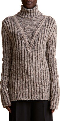 Hadlee Speckled Cable Knit Cashmere Turtleneck Sweater