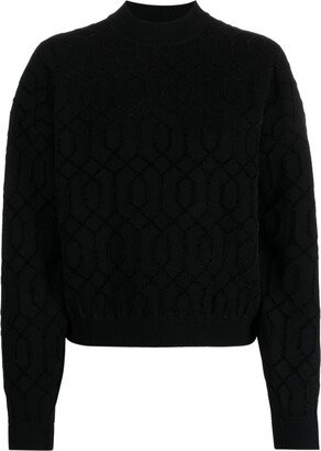 Patterned-Intarsia Crew-Neck Jumper