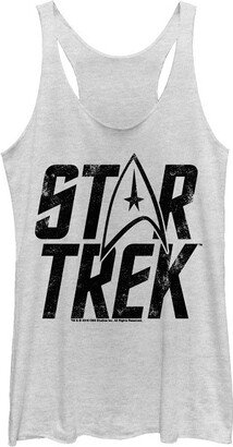 Women' Star Trek: The Original Serie Ditreed Logo Racerback Tank Top - White Heather - 2X Large